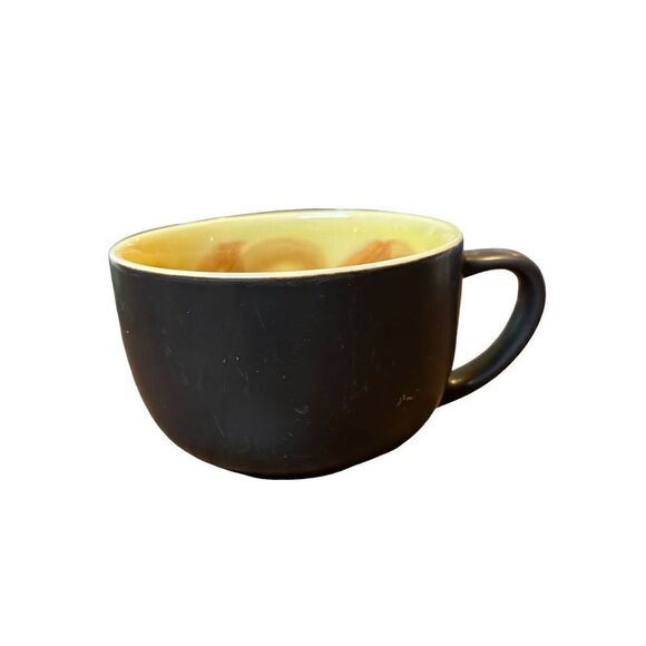 Starbucks 2012 Matte Black Yellow Sunflower Inside Bone China Coffee Tea Mug Cup - Picture 3 of 5